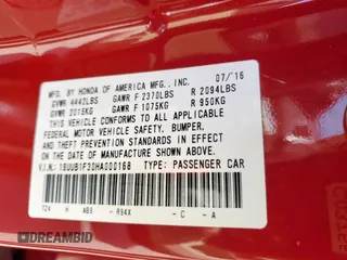 2017 Acura TLX with VIN 19UUB1F30HA000168, listed as a Copart auction lot 47591755 with 112,333 mi miles and Salvage title. Bid and sale history available at DreamBid. Image 12.