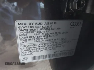 2018 Audi Q7 Premium Plus z VIN WA1LHAF79JD044647, wystawiony jako IAAI lot #41666009 z przebiegiem 60 087 mil mil oraz . Historia ofert i sprzedaży dostępna na DreamBid. Obrazek 9.