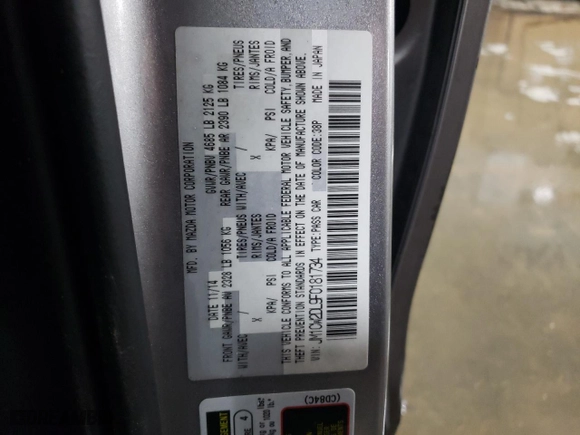 2015 Mazda Mazda5 Grand Touring with VIN JM1CW2DL9F0181734, listed as a Copart auction lot 85604134 with 136,917 mi miles and Salvage Title. Bid and sale history available at carsss.com. Image 13.