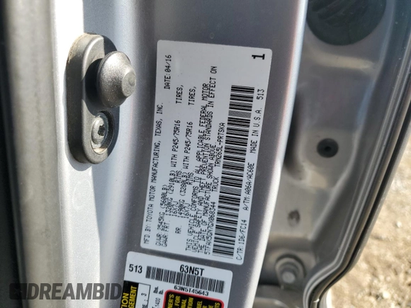 2016 Toyota Tacoma SR5 with VIN 5TFAX5GN7GX068344, listed as a Copart auction lot 84753254 with 51,914 mi miles and Salvage Title. Bid and sale history available at DreamBid. Image 12.