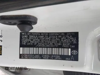 2011 Toyota Prius I with VIN JTDKN3DU4B0320191, listed as a IAAI auction lot 42001220 with 195,180 mi miles. Bid and sale history available at carsss.com. Image 9.