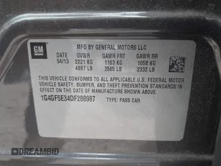2013 Buick LaCrosse Premium 1 with VIN 1G4GF5E34DF288987, listed as a IAAI auction lot 42508861 with 84,603 mi miles and . Bid and sale history available at DreamBid. Image 9.