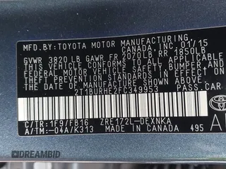 2015 Toyota Corolla L with VIN 2T1BURHE2FC349953, listed as a IAAI auction lot 42001672 with 104,776 mi miles and . Bid and sale history available at DreamBid. Image 9.