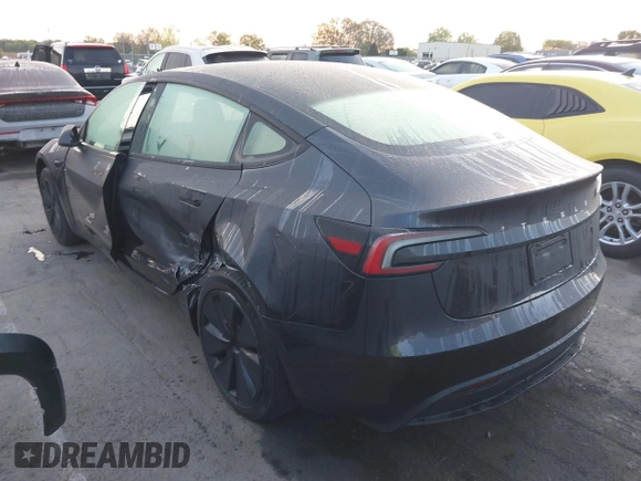 2025 Tesla Model 3 Long Range with VIN 5YJ3E1EA1SF877851, listed as a IAAI auction lot 41917772 with 2,313 mi miles and . Bid and sale history available at carsss.com. Image 3.