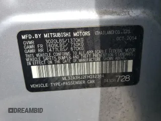 2015 Mitsubishi Mirage DE z VIN ML32A3HJ2FH032384, wystawiony jako Copart lot #54233015 z przebiegiem 87 927 mil mil oraz Szkoda całkowita • Salvage title. Historia ofert i sprzedaży dostępna na DreamBid. Obrazek 14.