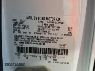 2022 Ford Transit Connect XL с VIN NM0GS9E20N1523749, выставлен на аукционе Copart как лот 57582305 с пробегом 78 786 миль миль и Списание • Salvage title. История ставок и продаж доступна на DreamBid. Изображение 13.
