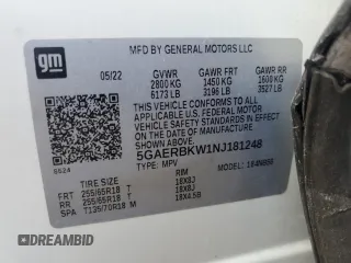 2022 Buick Enclave Essence with VIN 5GAERBKW1NJ181248, listed as a Copart auction lot 52755085 with 112,485 mi miles and Clean Title. Bid and sale history available at carsss.com. Image 14.