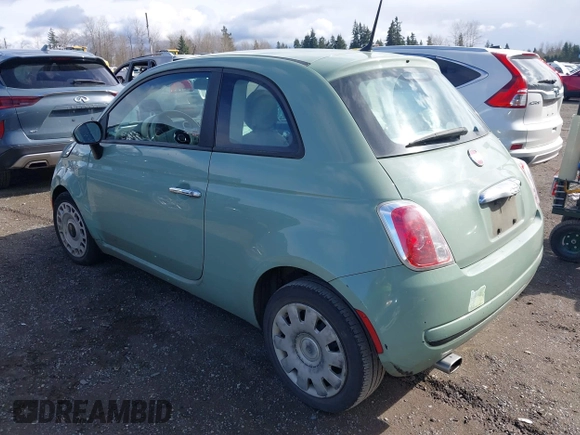 2012 FIAT 500 Pop with VIN 3C3CFFAR1CT280485, listed as a IAAI auction lot 41819314 with 111,681 mi miles. Bid and sale history available at carsss.com. Image 3.