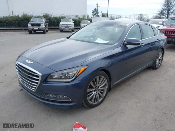 2015 Hyundai Genesis 5.0L with VIN KMHGN4JF7FU085068, listed as a IAAI auction lot 41679660 with 66,540 mi miles. Bid and sale history available at carsss.com. Image 18.