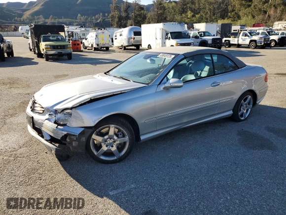 2005 Mercedes-Benz CLK 500 with VIN WDBTK75G55T041461, listed as a Copart auction lot 49849125 with 115,280 mi miles and Salvage title. Bid and sale history available at DreamBid. Image 1.