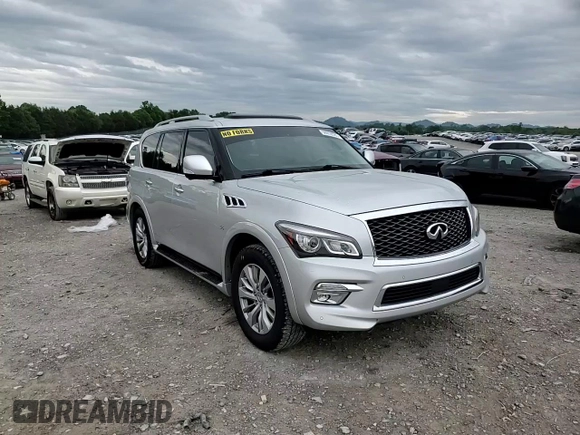 2016 Infiniti QX80 with VIN JN8AZ2NF5G9613664, listed as a Copart auction lot 56059585 with 152,309 mi miles and Salvage title. Bid and sale history available at DreamBid. Image 14.