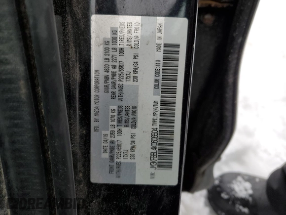 2019 Mazda CX-5 Sport with VIN JM3KFBBL4K0606504, listed as a Copart auction lot 46343035 with 150,942 mi miles and Salvage Title. Bid and sale history available at DreamBid. Image 12.