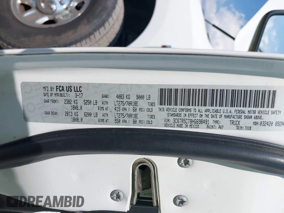 2017 Ram 2500 Tradesman с VIN 3C6TR5CT8HG698491, выставлен на аукционе IAAI как лот 42661073 с пробегом 163 421 миль миль и . История ставок и продаж доступна на DreamBid. Изображение 9.