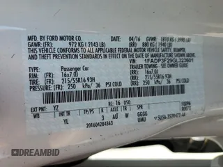 2016 Ford Focus SE с VIN 1FADP3F29GL323601, выставлен на аукционе Copart как лот 56407185 с пробегом 57 000 миль миль и Списание • Salvage title. История ставок и продаж доступна на DreamBid. Изображение 12.