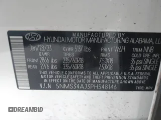 2023 Hyundai Santa Fe SEL with VIN 5NMS34AJ3PH548146, listed as a IAAI auction lot 42161287 with 46,708 mi miles and . Bid and sale history available at DreamBid. Image 9.