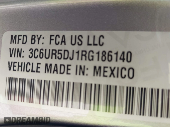 2024 Ram 2500 Big Horn with VIN 3C6UR5DJ1RG186140, listed as a IAAI auction lot 42244804 with 18,907 mi miles and . Bid and sale history available at DreamBid. Image 9.