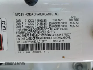 2018 Honda CR-V EX-L with VIN 5J6RW1H83JL012417, listed as a Copart auction lot 46901534 with 132,488 mi miles and Non Repairable. Bid and sale history available at carsss.com. Image 13.