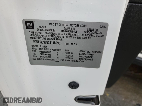 2007 GMC Acadia SLT с VIN 1GKER33757J118995, выставлен на аукционе Copart как лот 86197964 с пробегом 211 848 миль миль и Списание • Salvage title. История ставок и продаж доступна на DreamBid. Изображение 14.