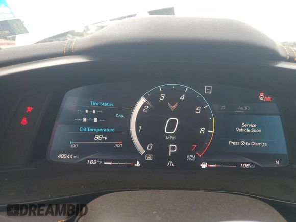 2020 Chevrolet Corvette 2LT with VIN 1G1Y72D47L5109191, listed as a Copart auction lot 77232024 with 48,644 mi miles and Salvage Title. Bid and sale history available at carsss.com. Image 9.