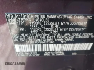 2016 Toyota RAV4 XLE с VIN 2T3RFREV2GW523265, выставлен на аукционе IAAI как лот 41332754 с пробегом 107 072 миль миль и . История ставок и продаж доступна на DreamBid. Изображение 9.