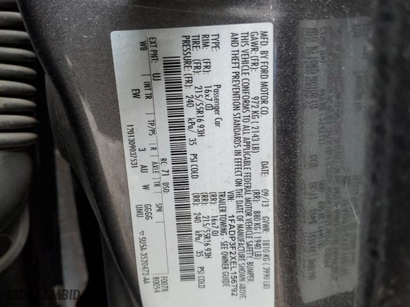 2014 Ford Focus SE with VIN 1FADP3F2XEL156792, listed as a Copart auction lot 43631425 with 201,974 mi miles and Salvage Title. Bid and sale history available at carsss.com. Image 14.
