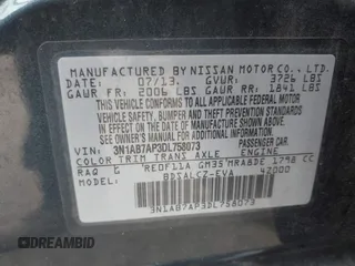 2013 Nissan Sentra S with VIN 3N1AB7AP3DL758073, listed as a IAAI auction lot 42103827 with 84,844 mi miles and . Bid and sale history available at DreamBid. Image 9.