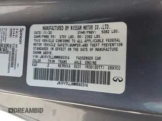 2021 Infiniti Q60 Red Sport 400 with VIN JN1FV7LLXMM560314, listed as a IAAI auction lot 41930067 with 47,818 mi miles and . Bid and sale history available at DreamBid. Image 9.