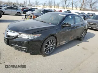 2015 Acura TLX V6 with VIN 19UUB2F31FA004975, listed as a Copart auction lot 47559455 with 103,186 mi miles and Salvage Title. Bid and sale history available at carsss.com. Image 1.