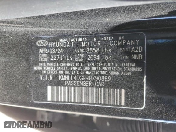 2024 Hyundai Elantra SE with VIN KMHLL4DG9RU790869, listed as a Copart auction lot 47128855 with 12,226 mi miles and Salvage Title. Bid and sale history available at DreamBid. Image 13.