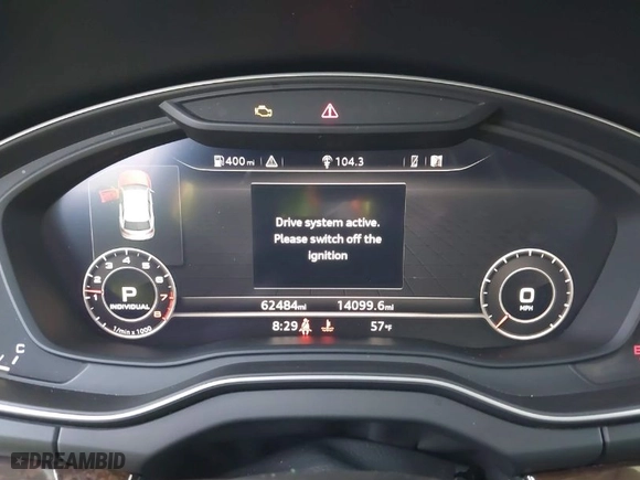 2019 Audi Q5 Premium Plus with VIN WA1BNAFYXK2084424, listed as a IAAI auction lot 41253535 with 62,484 mi miles. Bid and sale history available at carsss.com. Image 7.