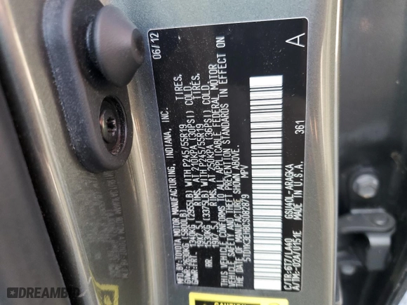 2012 Toyota Highlander Limited with VIN 5TDYK3EH8CS082879, listed as a Copart auction lot 65188214 with 0 mi miles and Non Repairable. Bid and sale history available at carsss.com. Image 13.