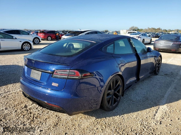 2022 Tesla Model S Plaid with VIN 5YJSA1E63NF472694, listed as a Copart auction lot 74559844 with 0 mi miles and Non Repairable. Bid and sale history available at carsss.com. Image 3.