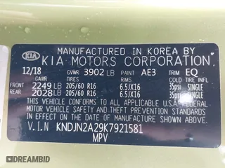 2019 Kia Soul with VIN KNDJN2A29K7921581, listed as a IAAI auction lot 41976574 with 66,816 mi miles. Bid and sale history available at carsss.com. Image 9.