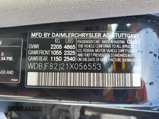2001 Mercedes-Benz E-Class AWD with VIN WDBJF82J21X056553, listed as a Copart auction lot 73046694 with 0 mi miles and Salvage Title. Bid and sale history available at carsss.com. Image 12.