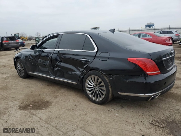2017 Genesis G90 3.3T Premium with VIN KMHG34JA9HU025421, listed as a Copart auction lot 81075664 with 99,443 mi miles and Salvage Title. Bid and sale history available at carsss.com. Image 2.