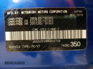 2017 Mitsubishi Lancer ES with VIN JA32U2FU9HU602708, listed as a Copart auction lot 42371412 with 79,553 mi miles and Salvage Title. Bid and sale history available at DreamBid. Image 10.