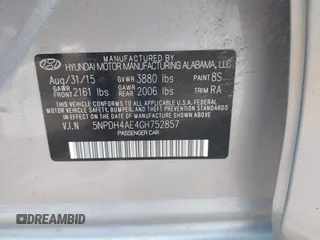 2016 Hyundai Elantra SE with VIN 5NPDH4AE4GH752857, listed as a IAAI auction lot 42421560 with 200,290 mi miles and . Bid and sale history available at DreamBid. Image 9.