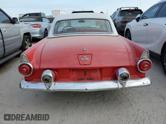 1955 Ford Thunderbird with VIN P5FH232488, listed as a Copart auction lot 76205064 with 5,608 mi miles and Salvage Title. Bid and sale history available at DreamBid. Image 6.