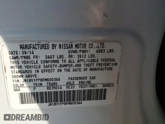 2015 Infiniti Q70 z VIN JN1BY1PP8FM600344, wystawiony jako Copart lot #58033645 z przebiegiem 113 653 mil mil oraz Szkoda całkowita • Salvage title. Historia ofert i sprzedaży dostępna na DreamBid. Obrazek 12.