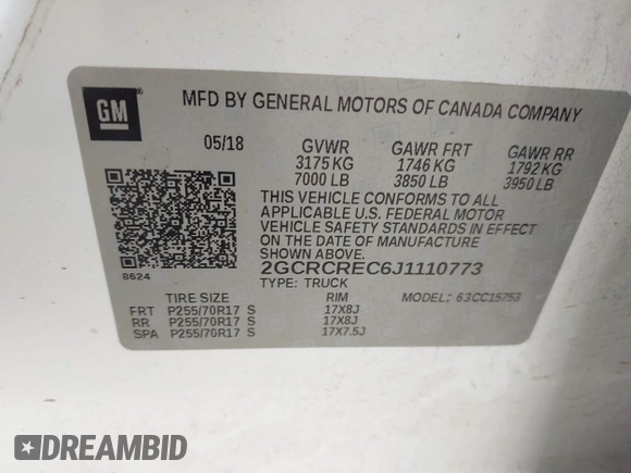 2018 Chevrolet Silverado 1500 LT with VIN 2GCRCREC6J1110773, listed as a IAAI auction lot 42174596 with 136,477 mi miles and . Bid and sale history available at DreamBid. Image 9.