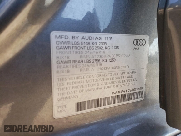 2016 Audi allroad Premium Plus with VIN WA1UFAFL7GA013558, listed as a Copart auction lot 74291154 with 71,322 mi miles and Clean Title. Bid and sale history available at carsss.com. Image 13.