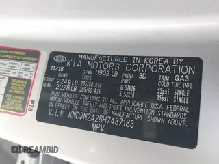 2017 Kia Soul with VIN KNDJN2A28H7437183, listed as a IAAI auction lot 41791823 with 1 mi miles. Bid and sale history available at carsss.com. Image 9.