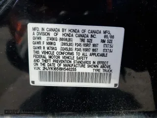 2008 Honda Ridgeline RTL with VIN 2HJYK16518H540255, listed as a Copart auction lot 50559015 with 118,793 mi miles and Salvage Title. Bid and sale history available at carsss.com. Image 13.