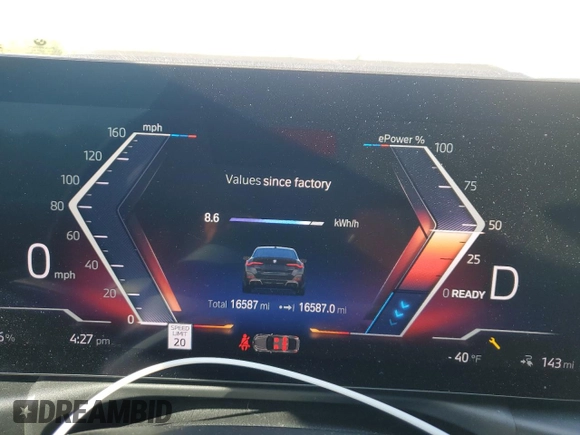 2023 BMW i4 M50 z VIN WBY33AW07PFN49265, wystawiony jako Copart lot #52011255 z przebiegiem 165 187 mil mil oraz Szkoda całkowita • Salvage title. Historia ofert i sprzedaży dostępna na DreamBid. Obrazek 9.