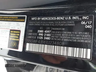 2018 Mercedes-Benz C 300 with VIN 55SWF4JB8JU234808, listed as a IAAI auction lot 41869594 with 220,883 mi miles and . Bid and sale history available at carsss.com. Image 9.