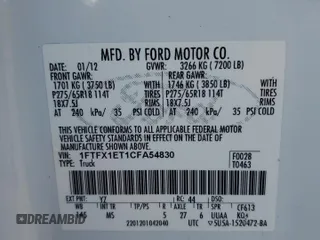 2012 Ford F-150 XL with VIN 1FTFX1ET1CFA54830, listed as a Copart auction lot 53489675 with 135,845 mi miles and Clean title. Bid and sale history available at DreamBid. Image 12.