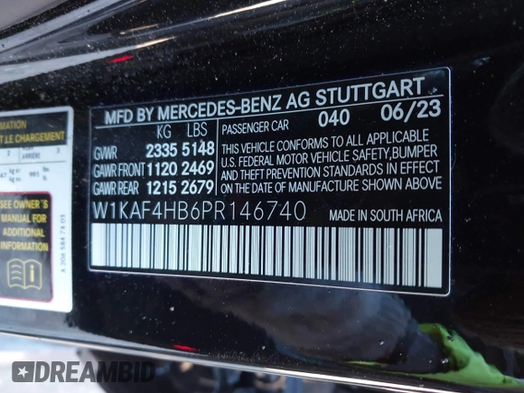 2023 Mercedes-Benz C 300 with VIN W1KAF4HB6PR146740, listed as a IAAI auction lot 41457449 with 14,919 mi miles and . Bid and sale history available at DreamBid. Image 9.