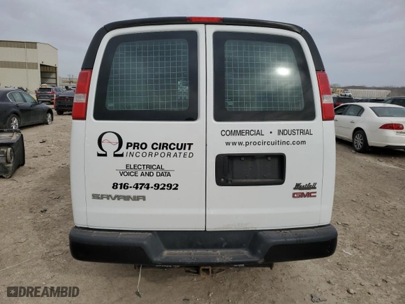 2017 GMC Savana Cargo Van with VIN 1GTW7AFF7H1291089, listed as a Copart auction lot 49146145 with 0 mi miles and Salvage Title. Bid and sale history available at carsss.com. Image 6.