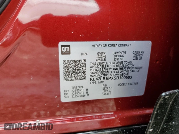 2025 Buick Envista Sport Touring with VIN KL47LBEPXSB100583, listed as a Copart auction lot 44451905 with 719 mi miles and Non Repairable. Bid and sale history available at DreamBid. Image 13.