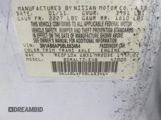 2011 Nissan Sentra SR with VIN 3N1AB6AP5BL683464, listed as a IAAI auction lot 42142339 with Not Provided miles and . Bid and sale history available at DreamBid. Image 9.